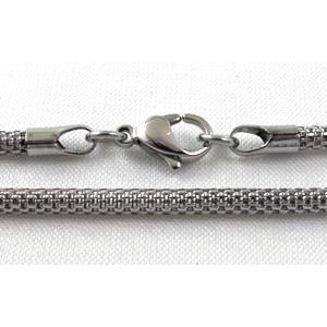 Stainless steel Necklace Chain, platinum plated, 3.2mm dia, approx 16 inch(40cm) length [SSNK10]