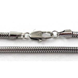 Stainless steel Necklace, platinum plated, 3.2mm dia, approx 19.5 inch(50cm) length [SSNK11]