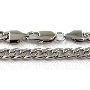 Stainless steel Necklace, platinum plated, 6mm wide, 2.2mm thin, approx 21 inch(52cm) length [SSNK13]