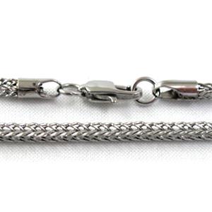 platinum plated Stainless Steel Necklace, 3x3mm, approx 19.5 inch(50cm) length [SSNK17]