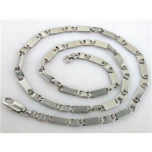 Stainless steel Necklace, platinum plated, 5x14mm, 5x10mm, approx 21.5 inch (55cm) length [SSNK23]