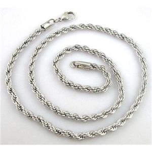Stainless Steel Necklace, platinum plated, 5mm dia, approx 21.5 inch(55cm) length [SSNK26]