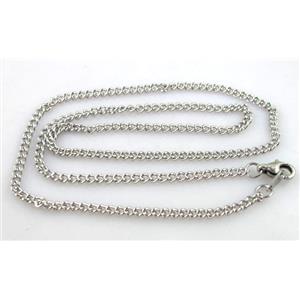 Stainless steel Necklace, platinum plated, 3mm wide, approx 17.8 inch (46cm) length [SSNK27]