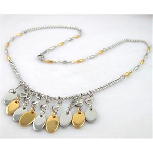 Stainless steel Necklace, 7.5x12mm,3mm chain, 51cm length [SSNK32]
