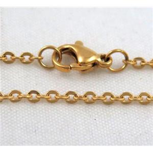 golden plated Stainless Steel Necklace Chain, approx 1.5mm, 50cm length [SSNK34]