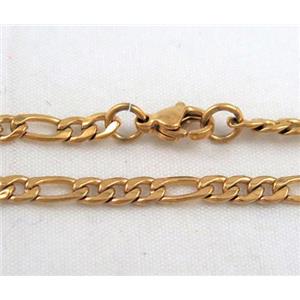 golden plated Stainless Steel Necklace Chain, approx 4mm wide, 45cm length [SSNK38]