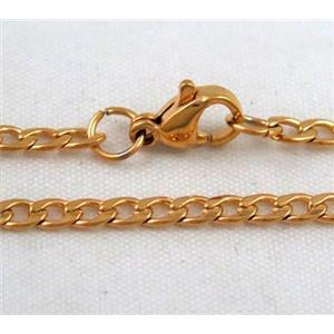 golden plated Stainless Steel Necklace Chain, approx 3mm wide, 45cm length [SSNK39]