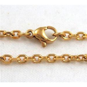 golden plated Stainless Steel Necklace Chain, approx 3mm wide, 45cm length [SSNK40]