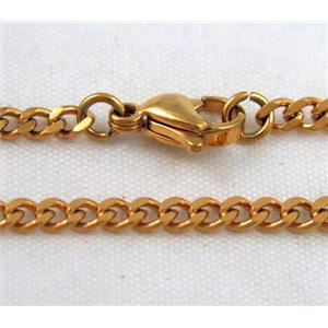 golden plated Stainless Steel Necklace Chain, approx 3mm wide, 45cm length [SSNK41]