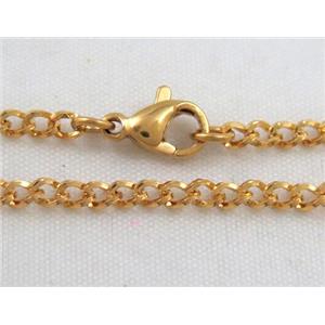 golden plated Stainless Steel Necklace Chain, approx 3mm wide, 45cm length [SSNK44]