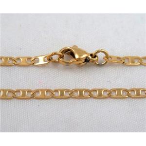 golden plated Stainless Steel Necklace Chain, approx 2.5mm wide, 45cm length [SSNK46]