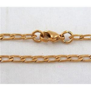 golden plated Stainless Steel Necklace Chain, approx 3mm wide, 45cm length [SSNK48]