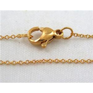 golden plated Stainless Steel Necklace Chain, approx 1mm dia, 45cm length [SSNK49]