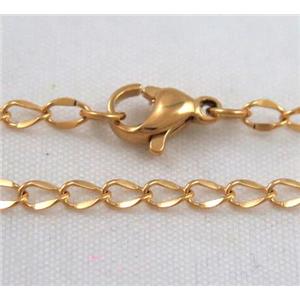 golden plated Stainless Steel Necklace Chain, spp 2.7mm wide, 45cm length [SSNK50]