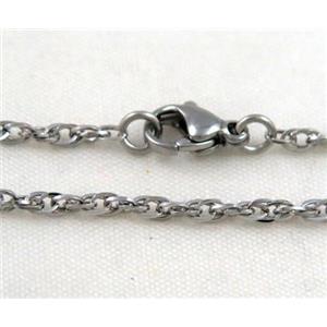 platinum plated Stainless Steel Necklace Chain, approx 2.2mm dia, 45cm length [SSNK51]