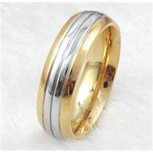 Stainless steel Ring, gold plated, inside: 18.5mm dia [SSTFR04-8]
