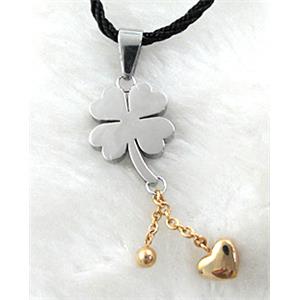Stainless steel pendants, clover, nickel free, 16x25mm, 60mm length [SSTPD03]