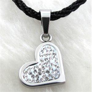 Stainless steel pendants, Rhinestone, nickel free, 15mm wide [SSTPD04]