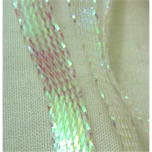 Jewelry Metallic Cord, White AB Color, 6mm wide [WIREGC14]