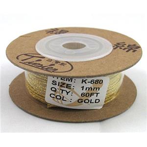 metallic cotton cord, jewelry wire, gold, approx 1mm, 60yard per roll [WIREGC16]
