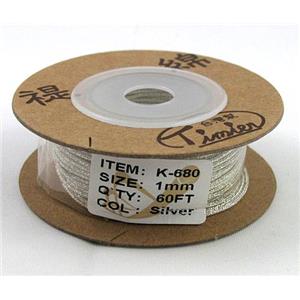 metallic cotton cord, jewelry wire, silver, approx 1mm, 60yard per roll [WIREGC17]