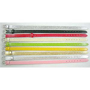 Mixed PU Leather Cord Lug Open-End Trench Style Strap Band, 8mm wide, 22cm length [WIRELT004]