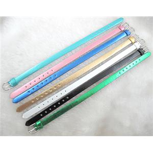 PU Leather Bracelet Strap, mixed, adjustable, 8mm wide, 19~22cm length [WIRELT026]