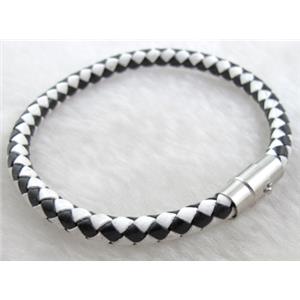 Leather Bracelet with magnetic clasp, 6mm dia, 8 inch length [WIRELT042]
