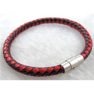 Leather Bracelet, magnetic clasp, 6mm dia,8 inch length [WIRELT043]