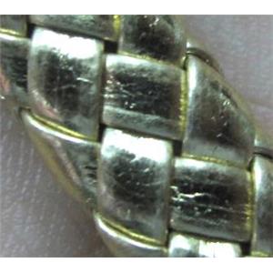 PU leather Cord, gold plated, braided, approx 10mm wide [WIRELT047]