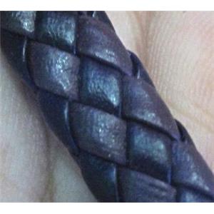 PU leather Cord, black, braided, approx 10mm wide [WIRELT050]