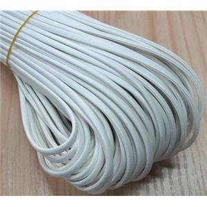 PU leather Cord, flat, white, approx 4mm wide [WIRELT053]