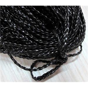 PU leather cord, braided flat, coffee, approx 6mm wide [WIRELT077]