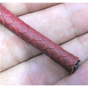 red PU leather wrapped cord, approx 6mm dia [WIRELT093]