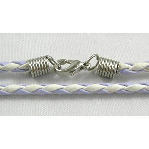 Lavender/White PU leather Necklace Cord, 3mm dia, 18 inch length [WIRENW03]