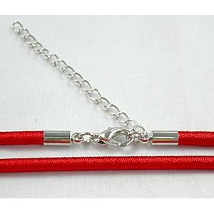 Rubber Necklace Cord, silk-braiding, Red, 5mm dia, 18 inch length [WIRENW13-5MM]