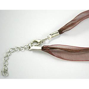 Waxed Necklace Cord, Ribbon, lobster clasp, 16 inch length, ribbon:9mm,waxed wire:1mm [WIRENW14C04]