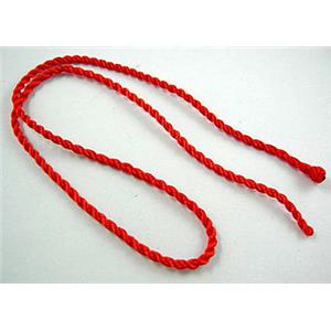Sennit Necklace Cord, Rattail Nylon, Red, approx 18 inchlength, 2mm dia [WIRENW15C03-2MM]