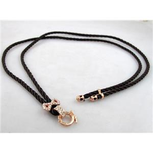 Necklace Cord, Rattail Nylon, alloy clasp with rhinestone, wire:3mm, 32 inch length [WIRENW17]