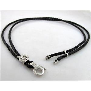 Sennit Necklace Cord, Rattail Nylon, alloy clasp with rhinestone, wire:3mm, 32 inch length [WIRENW18]