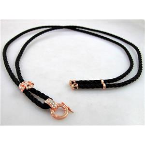Sennit Necklace Cord, Rattail Nylon, alloy clasp with rhinestone, wire:3mm, 32 inch length [WIRENW19]