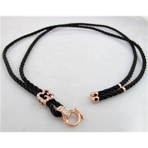 Sennit Necklace Cord, Rattail Nylon, alloy clasp with rhinestone, wire:3mm, 32 inch length [WIRENW20]