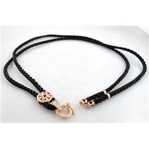 Sennit Necklace Cord, Rattail Nylon, alloy clasp with rhinestone, wire:3mm, 32 inch length [WIRENW21]