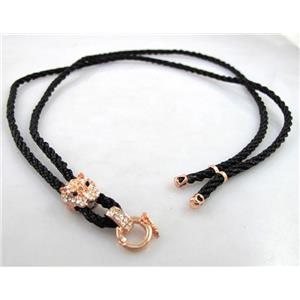 Sennit Necklace Cord, Rattail Nylon, alloy clasp with rhinestone, wire:3mm, 32 inch length [WIRENW22]
