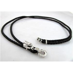 Sennit Necklace Cord, Rattail Nylon, alloy clasp with rhinestone, wire:3mm, 32 inch length [WIRENW23]