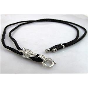 Sennit Necklace Cord, Rattail Nylon, alloy clasp with rhinestone, wire:3mm, 32 inch length [WIRENW24]