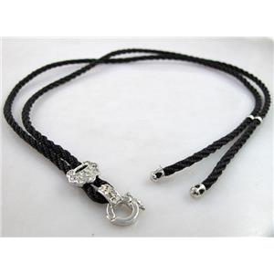 Sennit Necklace Cord, Rattail Nylon, alloy clasp with rhinestone, wire:3mm, 32 inch length [WIRENW25]