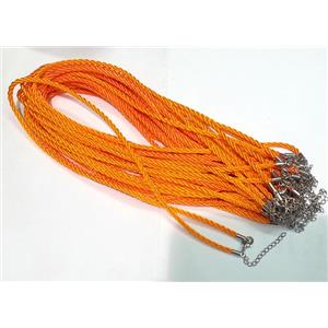 Rattail Nylon, Sennit Necklace Cord, copper connector, orange, 3mm dia [WIRENW26]