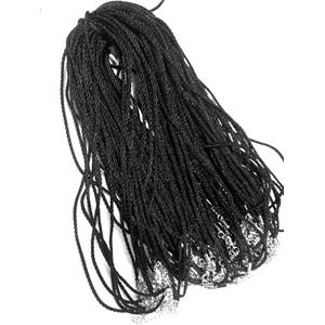 Rattail Nylon, Sennit Necklace Cord, copper connector, black, 3mm dia [WIRENW27]