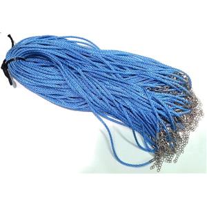 Rattail Nylon, Sennit Necklace Cord, copper connector, blue, 3mm dia [WIRENW29]